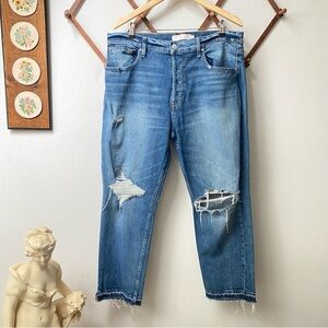 Hudson Jackson Distressed Button Fly Jeans in Worker Wash